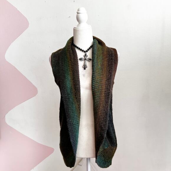 Brown Cardigan Vest Y2K 2000s Boho Retro Fairy Grunge Small - Picture 1 of 6